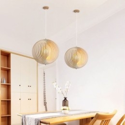 Moderní kulatý kulový lustr Závěsná lampa z lipového dřeva