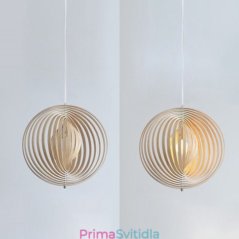 Moderní kulatý kulový lustr Závěsná lampa z lipového dřeva