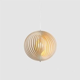 Moderní kulatý kulový lustr Závěsná lampa z lipového dřeva
