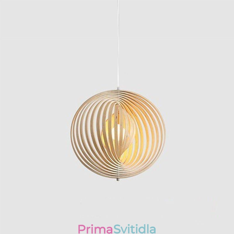Moderní kulatý kulový lustr Závěsná lampa z lipového dřeva