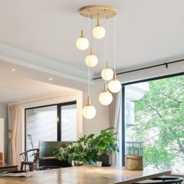 Japonské dřevěné závěsné svítidlo Nordic Glass závěsné svítidlo