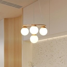Japonský dřevěný lustr Molecule Závěsné světlo