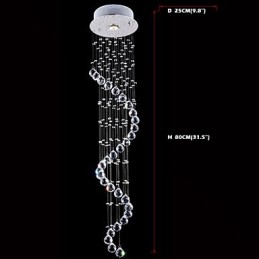 Křišťálové závěsné světlo Lustrové osvětlení 1 světla Stříbrná Canpoy Clear K9 Crystal Helix Stropní svítidla H80CM