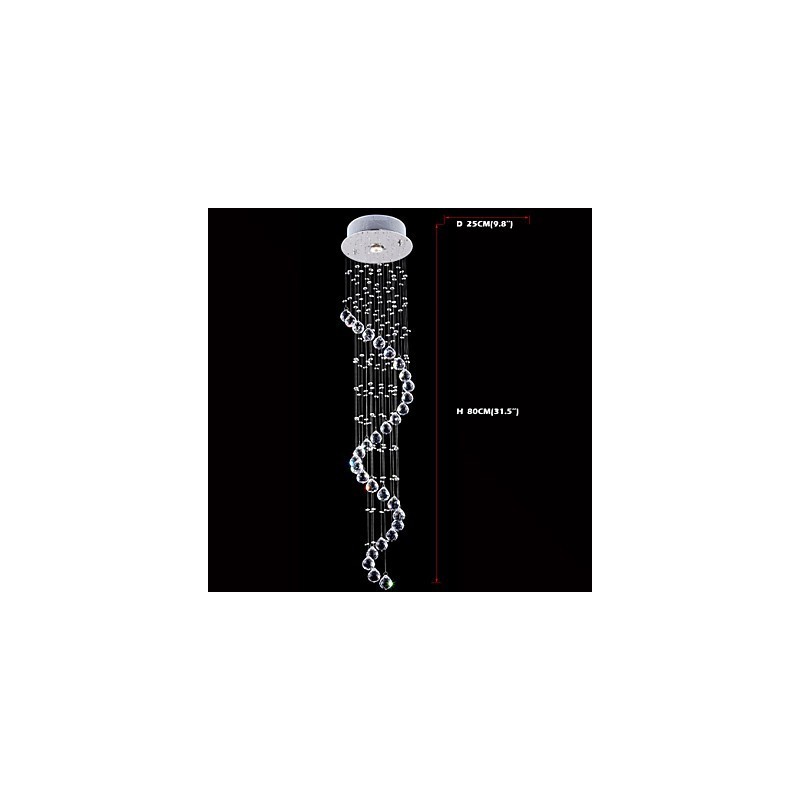Křišťálové závěsné světlo Lustrové osvětlení 1 světla Stříbrná Canpoy Clear K9 Crystal Helix Stropní svítidla H80CM