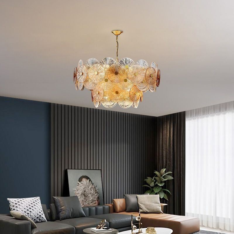 Moderní Spark Disc Lustr Ohňostroj Skleněná závěsná lampa Home Deco osvětlení