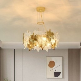 Závěsné svítidlo z javorového listu European Home Decor Skleněný lustr