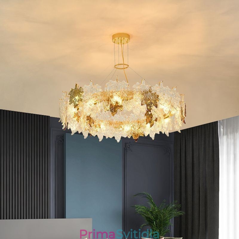 Závěsné svítidlo z javorového listu European Home Decor Skleněný lustr