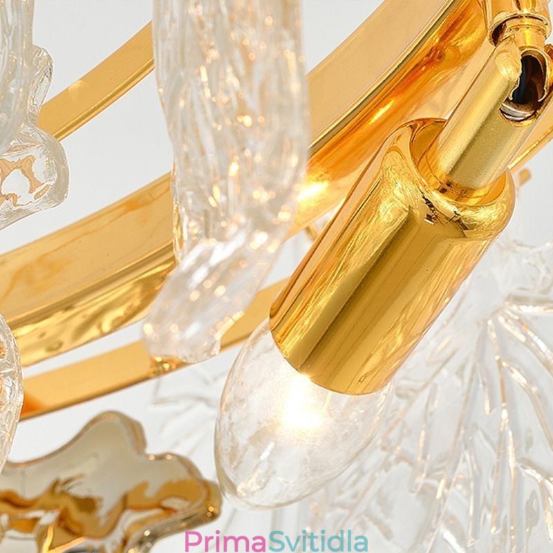 Závěsné svítidlo z javorového listu European Home Decor Skleněný lustr