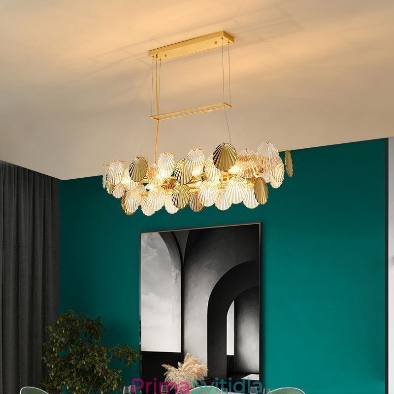 Luxusní skleněný lustr Módní lampa Tvar skořepiny Skleněná závěsná lampa