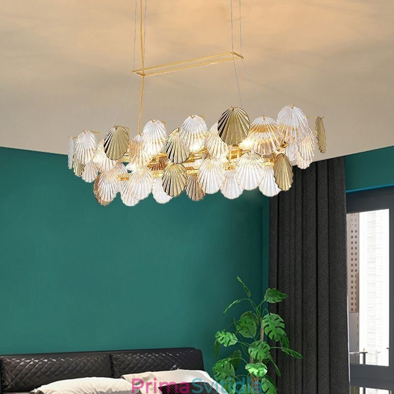 Luxusní skleněný lustr Módní lampa Tvar skořepiny Skleněná závěsná lampa