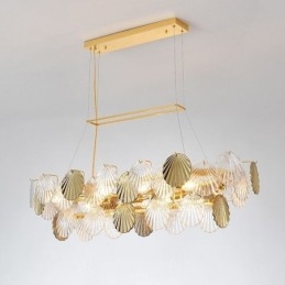 Luxusní skleněný lustr Módní lampa Tvar skořepiny Skleněná závěsná lampa