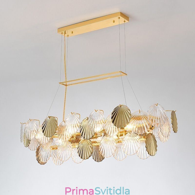 Luxusní skleněný lustr Módní lampa Tvar skořepiny Skleněná závěsná lampa