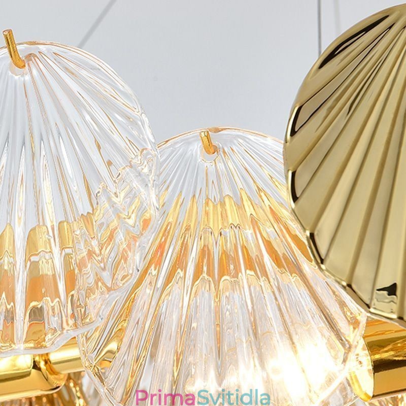 Luxusní skleněný lustr Módní lampa Tvar skořepiny Skleněná závěsná lampa