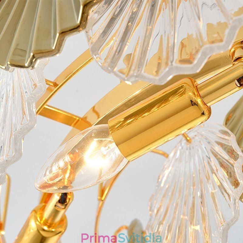 Luxusní skleněný lustr Módní lampa Tvar skořepiny Skleněná závěsná lampa