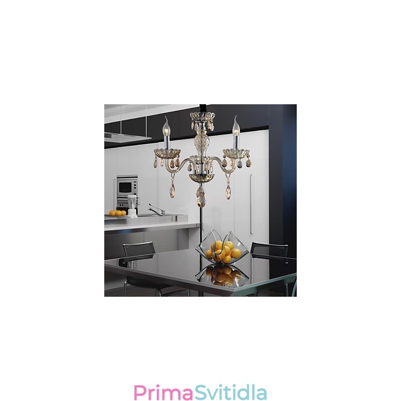 3 Light Styl paláce Skleněný lustr se svíčkovou žárovkou