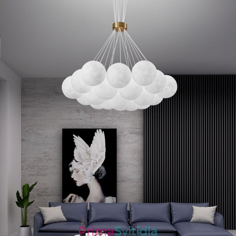 Lustr Moon Bubble Moderní 3D tisk Balls Závěsná lampa