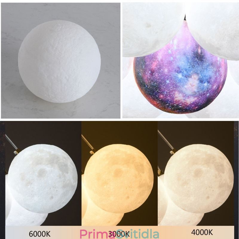 Lustr Moon Bubble Moderní 3D tisk Balls Závěsná lampa