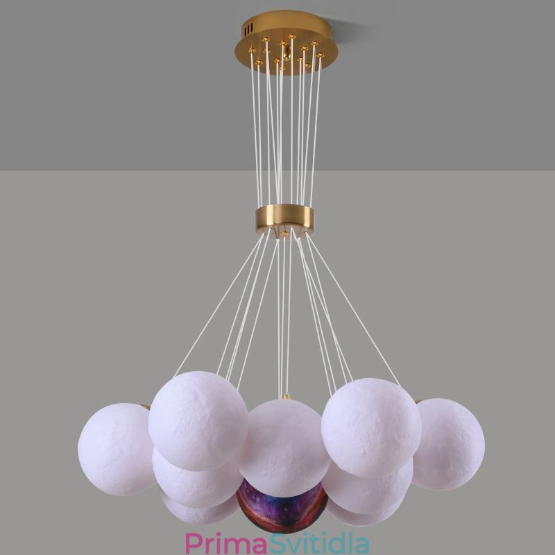 Lustr Moon Bubble Moderní 3D tisk Balls Závěsná lampa