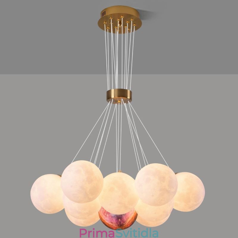 Lustr Moon Bubble Moderní 3D tisk Balls Závěsná lampa