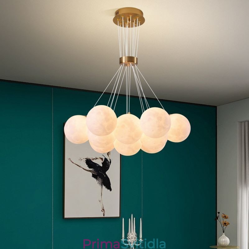 Lustr Moon Bubble Moderní 3D tisk Balls Závěsná lampa