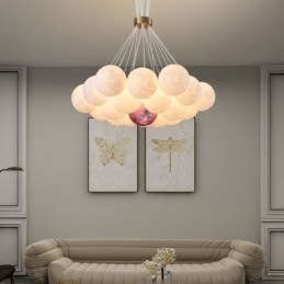 Lustr Moon Bubble Moderní 3D tisk Balls Závěsná lampa