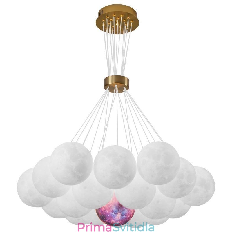 Lustr Moon Bubble Moderní 3D tisk Balls Závěsná lampa