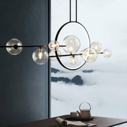Moderní kovový lustr Závěsná lampa s čirým sklem Bubbles