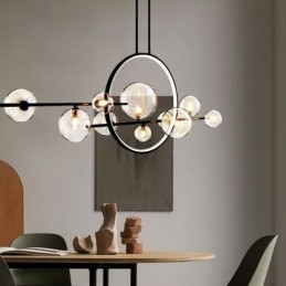 Moderní kovový lustr Závěsná lampa s čirým sklem Bubbles