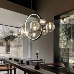 Moderní kovový lustr Závěsná lampa s čirým sklem Bubbles