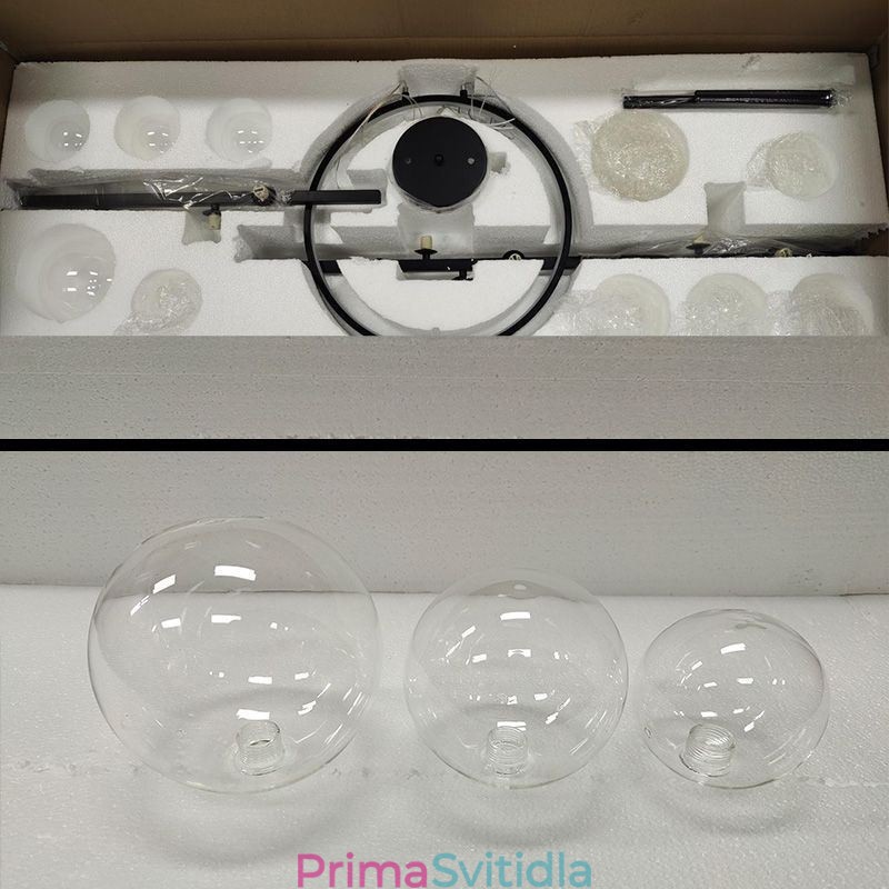 Moderní kovový lustr Závěsná lampa s čirým sklem Bubbles