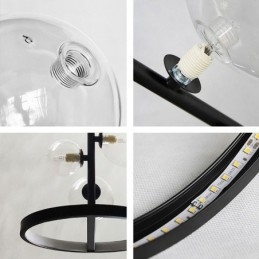 Moderní kovový lustr Závěsná lampa s čirým sklem Bubbles