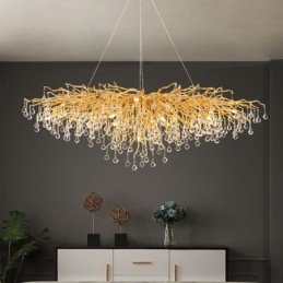 Luxusní křišťálový lustr Zlatá moderní stropní závěsná lampa Jídelní