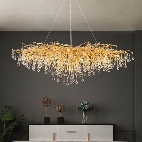 Luxusní křišťálový lustr Zlatá moderní stropní závěsná lampa Jídelní Luxusní křišťálový lustr Zlatá moderní stropní závěsná lampa Jídelní