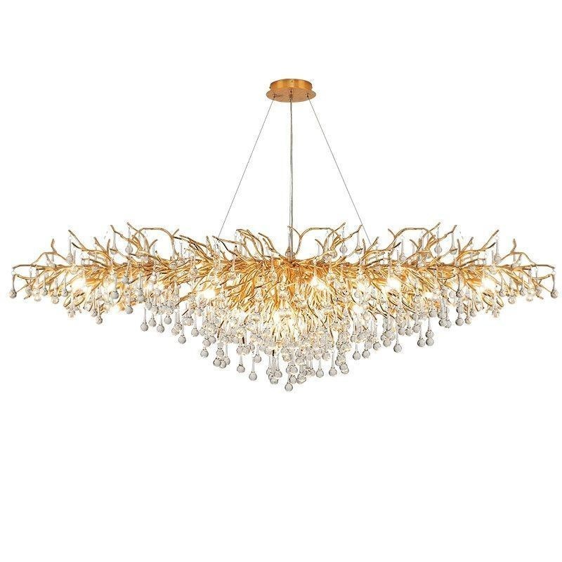 Luxusní křišťálový lustr Zlatá moderní stropní závěsná lampa Jídelní