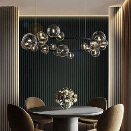 Moderní kreativní kovový lustr z průhledného skla bublinková lampa