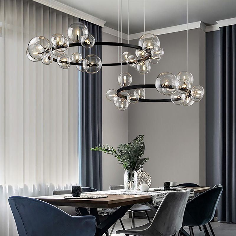 Moderní kreativní kovový lustr z průhledného skla bublinková lampa