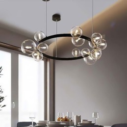 Moderní kreativní kovový lustr z průhledného skla bublinková lampa