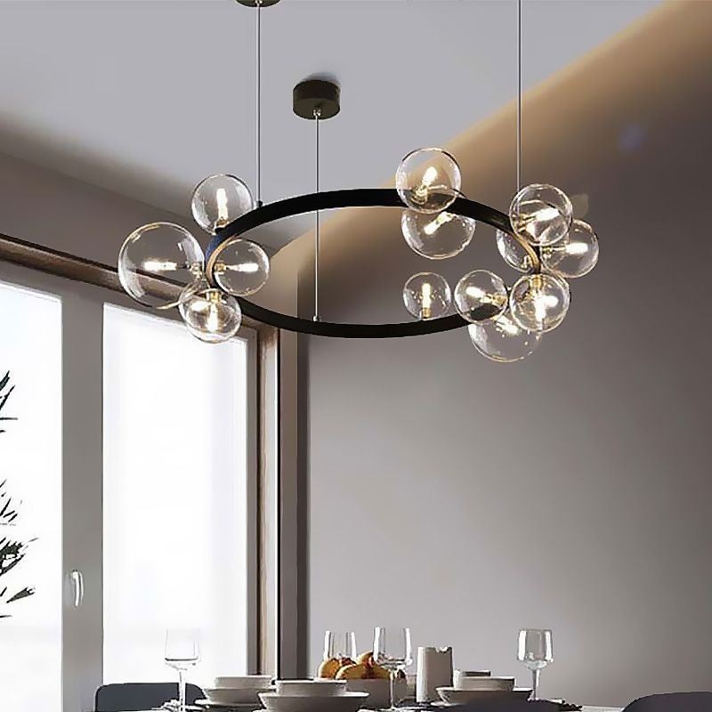 Moderní kreativní kovový lustr z průhledného skla bublinková lampa