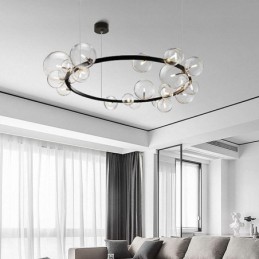Moderní kreativní kovový lustr z průhledného skla bublinková lampa