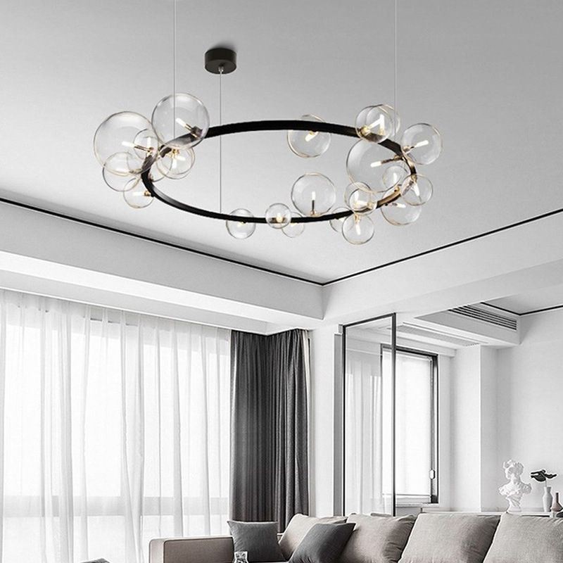 Moderní kreativní kovový lustr z průhledného skla bublinková lampa