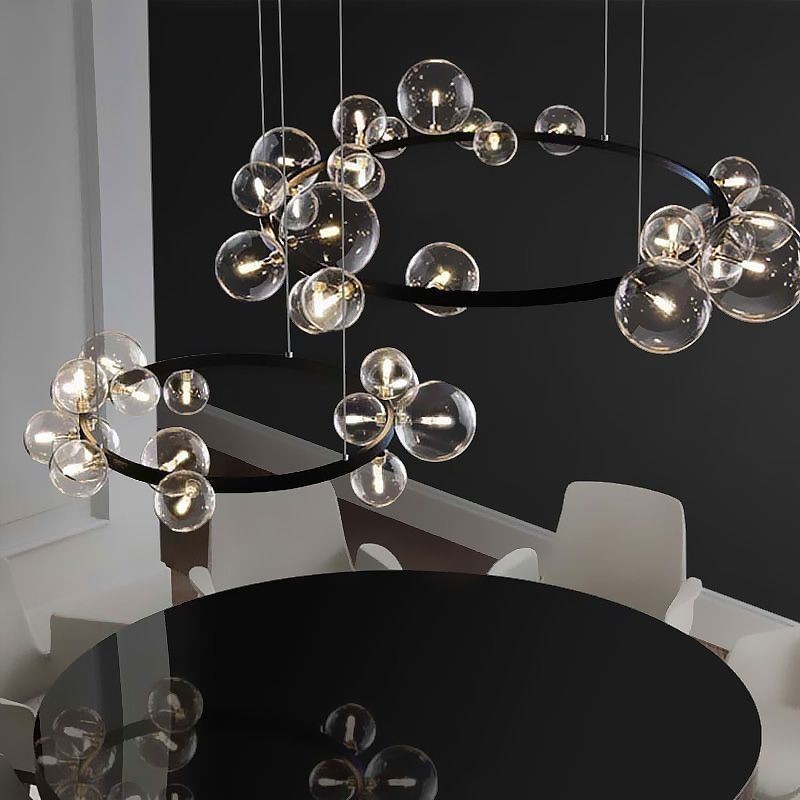 Moderní kreativní kovový lustr z průhledného skla bublinková lampa