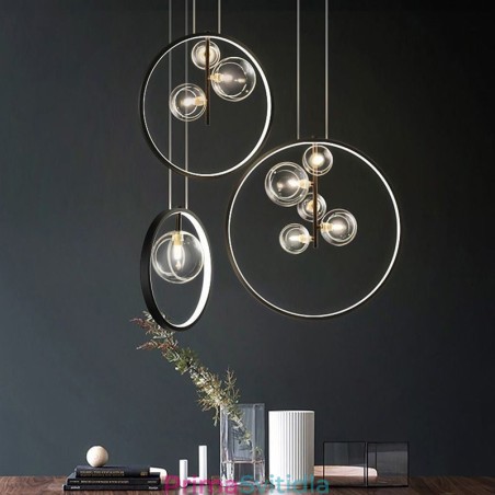 Severské závěsné světlo Skleněné bubliny Kruhový lustr Moderní společenská lampa Severské závěsné světlo Skleněné bubliny Kruhový lustr Moderní společenská lampa