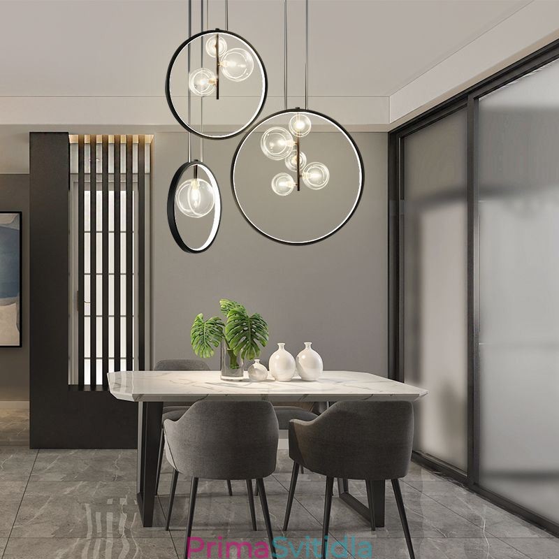 Severské závěsné světlo Skleněné bubliny Kruhový lustr Moderní společenská lampa