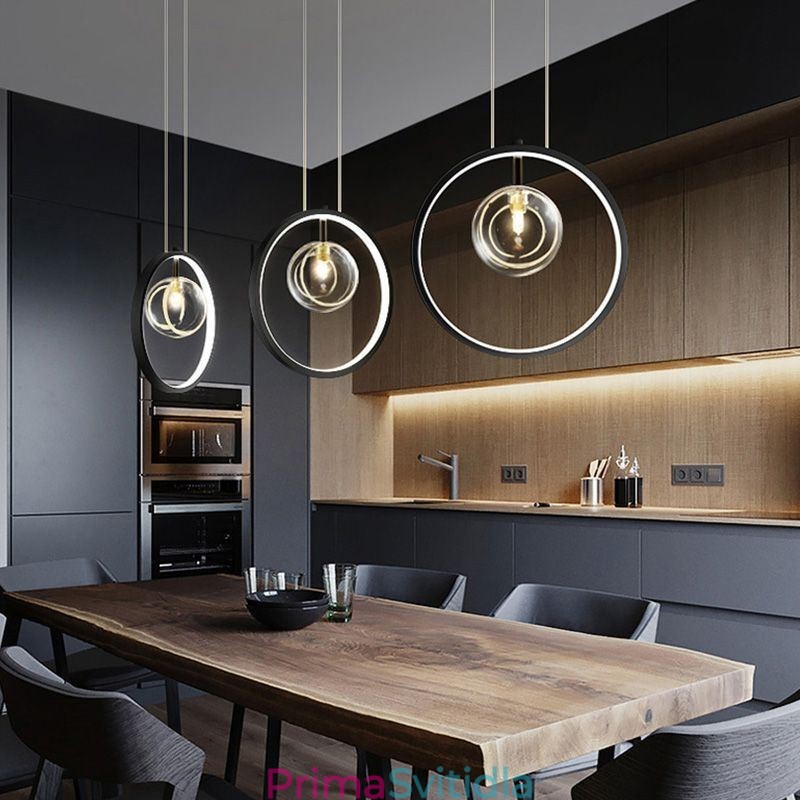 Severské závěsné světlo Skleněné bubliny Kruhový lustr Moderní společenská lampa