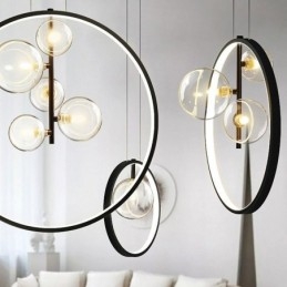 Severské závěsné světlo Skleněné bubliny Kruhový lustr Moderní společenská lampa