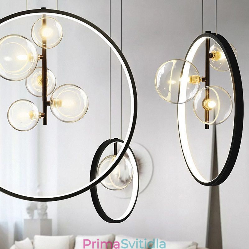 Severské závěsné světlo Skleněné bubliny Kruhový lustr Moderní společenská lampa