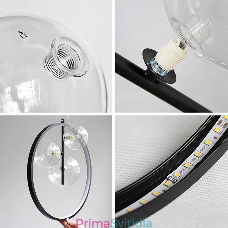 Severské závěsné světlo Skleněné bubliny Kruhový lustr Moderní společenská lampa