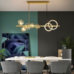 Moderní skleněné bublinkové závěsné lampy s dlouhým černým držákem
