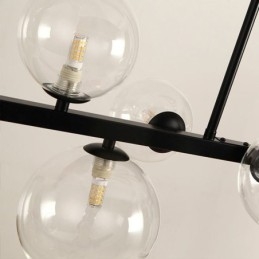 Moderní skleněné bublinkové závěsné lampy s dlouhým černým držákem