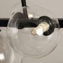 Moderní skleněné bublinkové závěsné lampy s dlouhým černým držákem